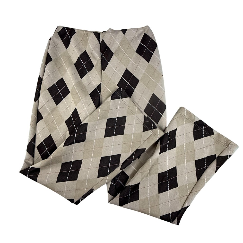 Altar'd State Pants Women Small Tan Argyle Flare Leg High Rise Knit